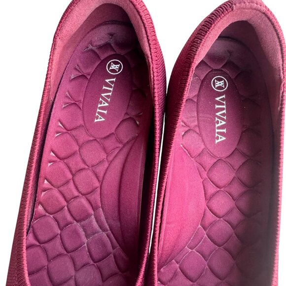 Vivaia Burgundy Pointed-Toe Block Heel Shoes EU 38.5 /US 7.5 Women’s Knit Upper - Picture 8 of 11